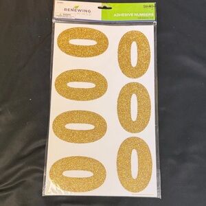 Renewing Minds 42 pieces GOLD Glitter Adhesive Numbers 3.5 inch 0-9 glitter